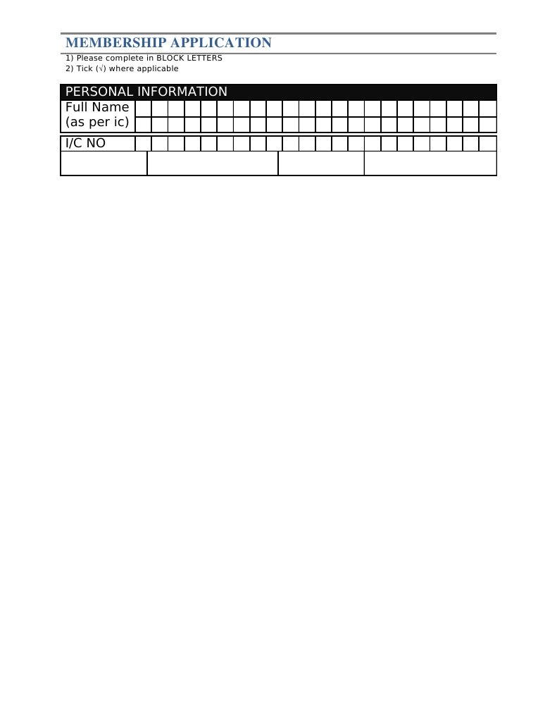 Membership Application: Name as per IC | PDF | Social Institutions ...