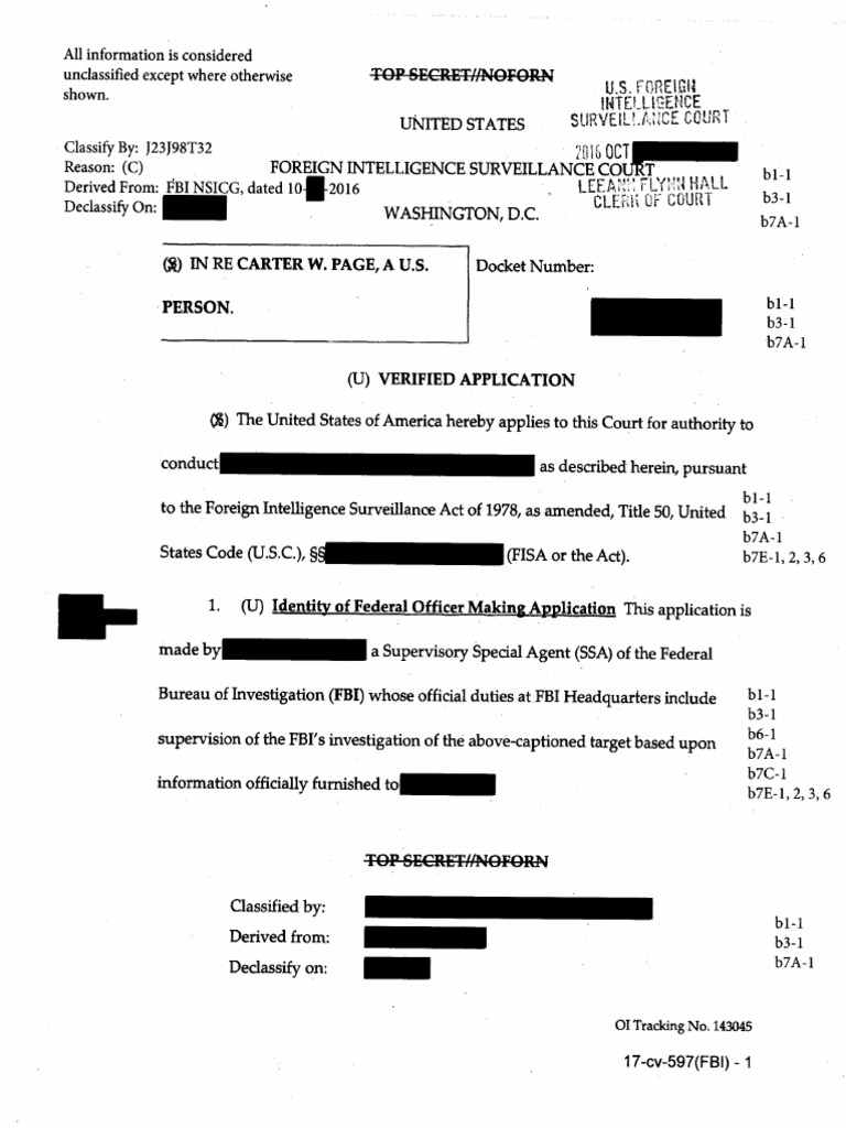 FISA Application and FBI Target Letter | PDF
