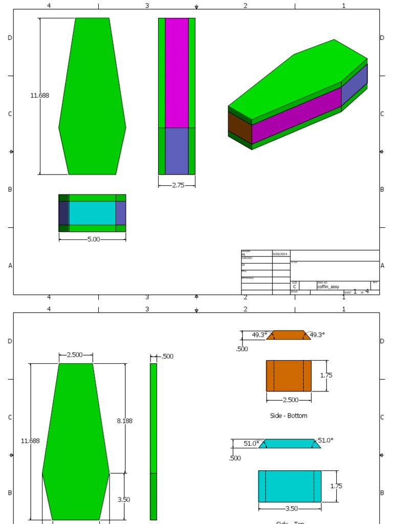 Coffin Assembly Technical Drawings | PDF