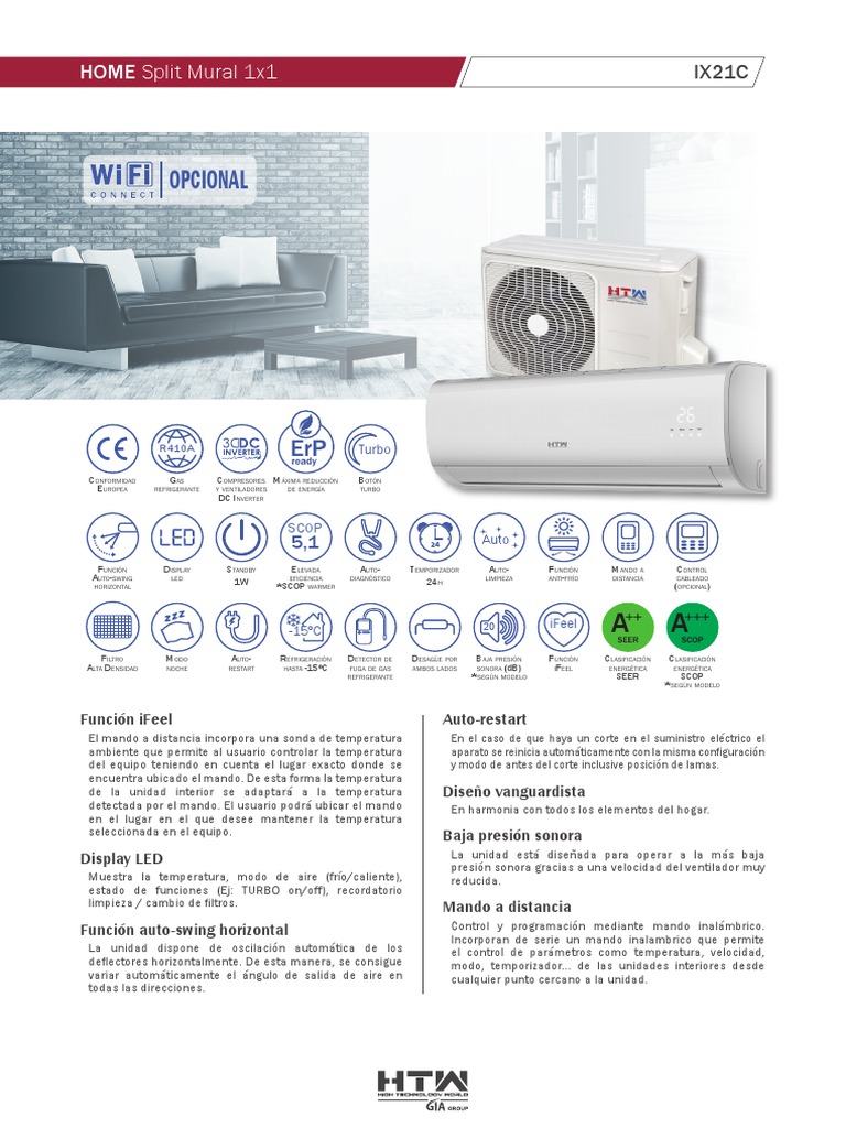 HTW Split Air Conditioning Features | PDF | Remote Control | Turbocharger