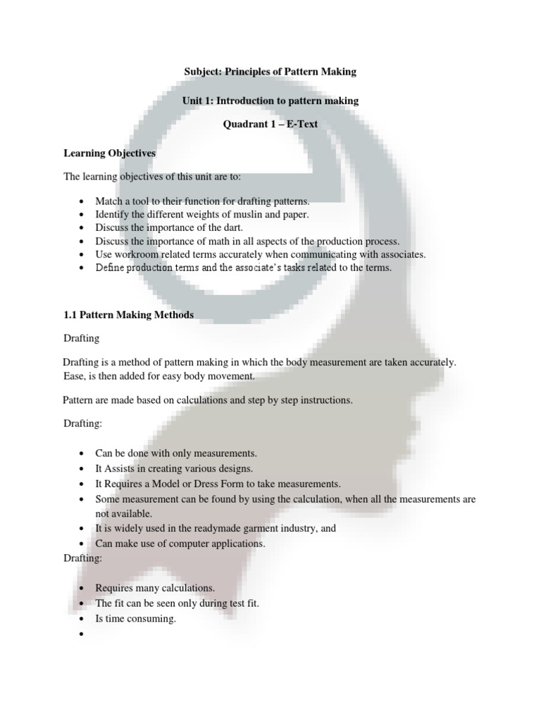 Principles of Pattern Making Overview | PDF | Seam (Sewing) | Clothing