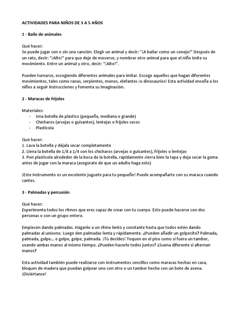 Actividades para Niños de 3 A 5 Años | PDF | Papel