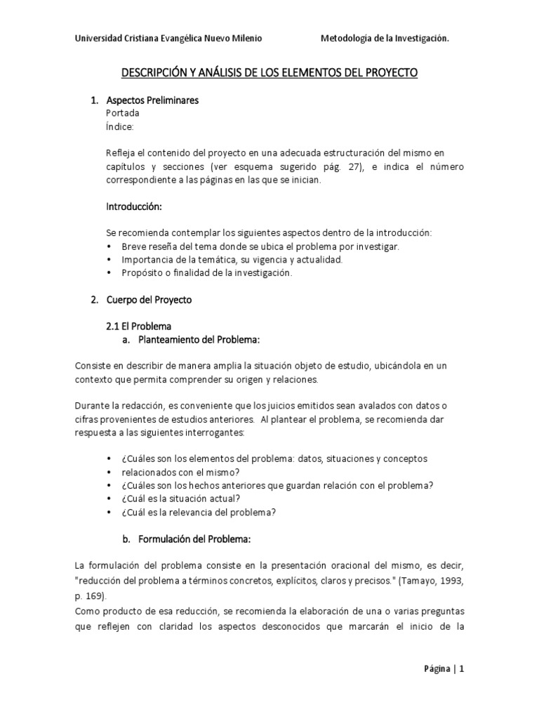 Cmo Elaborar Un Ndice Para Un Proyecto De Investigacin Un Proyecto
