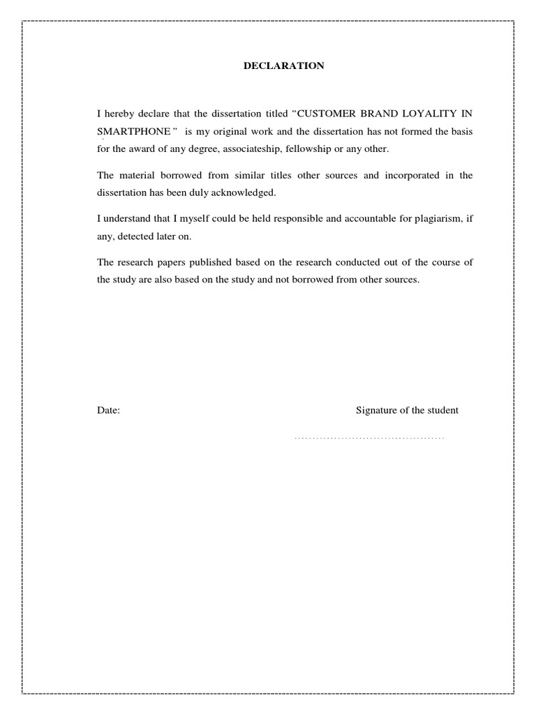 Declaration | PDF | Thesis | Master Of Business Administration