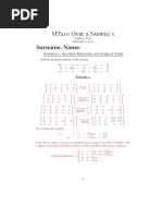 Mt210 Quiz 2 Sample 1 Surname, Name:: Question 1. 1.2 Row Reduction and Echelon Form