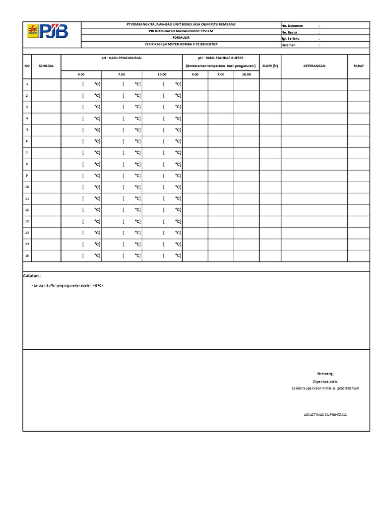 Verifikasi pH Meter Horiba F-72 | PDF