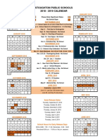 2018-19 Stoughton School Calendar