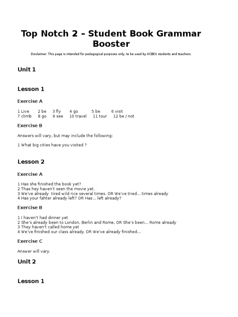 Top Notch 2 Student Book Grammar Booster PDF