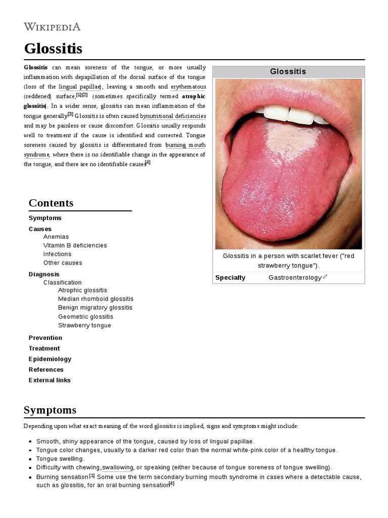 Glossitis Clinical Medicine Cutaneous Conditions
