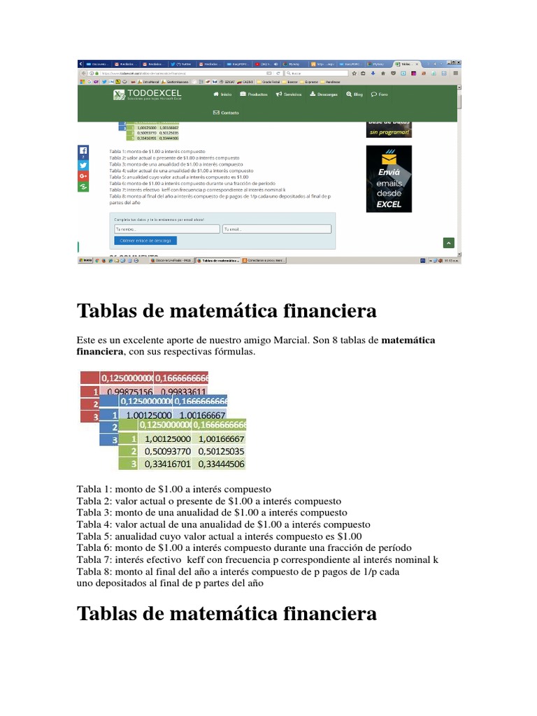 Tablas de Matemática Financiera | PDF