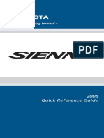 2008 Sienna Quick Refernce Guide