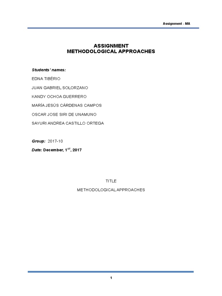 Assignment Methodological Approaches: Students' Names | PDF | Learning ...