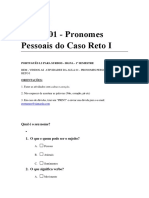 Aula 01 - Pronomes Pessoais Do Caso Reto I - Atividade e Respostas