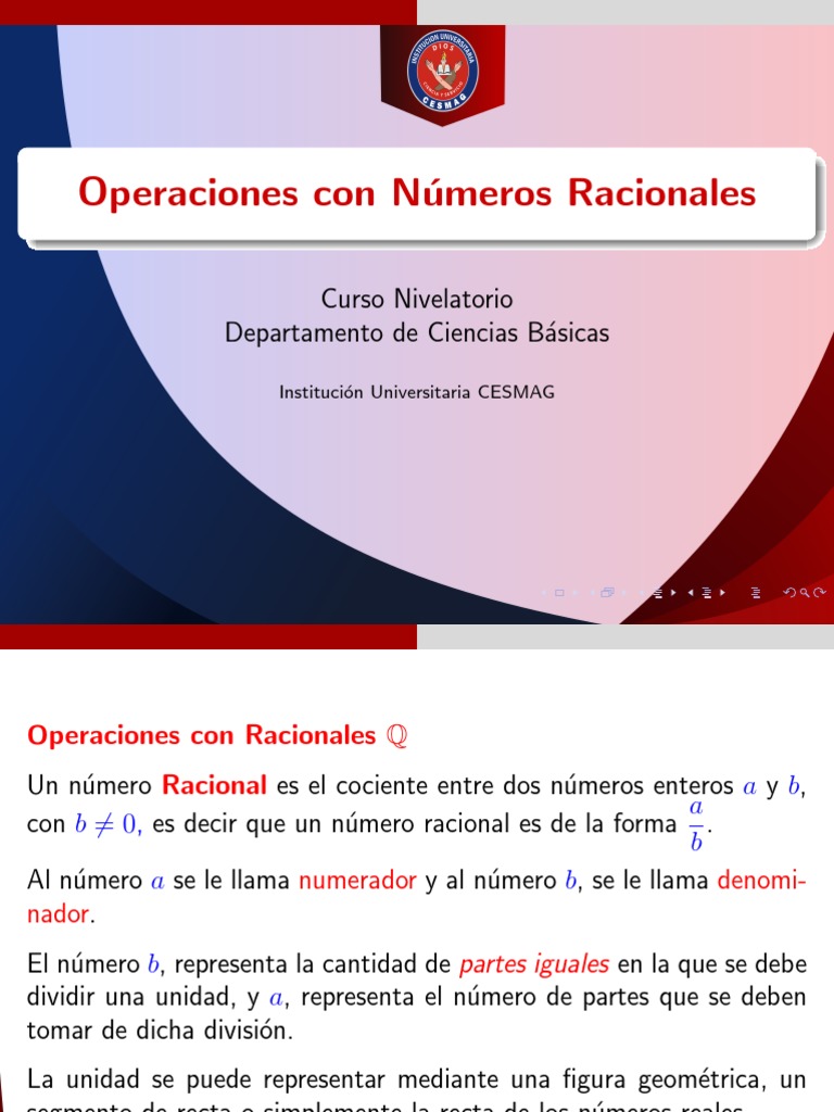 Racionales | PDF | Fracción (Matemáticas) | División (Matemáticas)