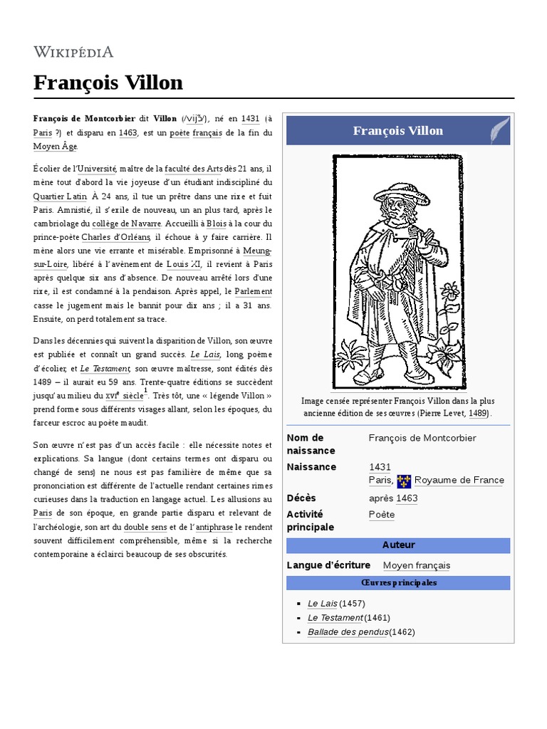Francois Villon Poesie