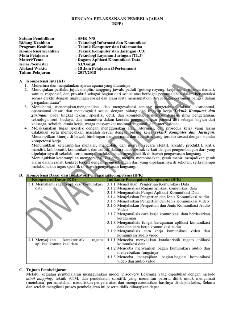 Contoh Rpp Smk Tek Layanan Jaringan 11