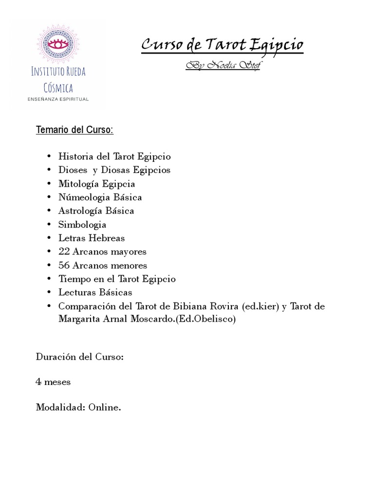 Temario Curso Tarot Egipcio PDF | PDF