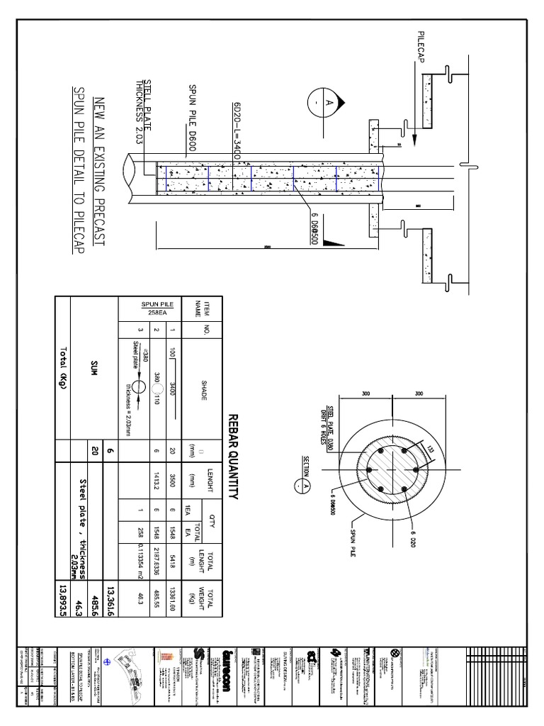 Spun Pile Extension Rebar Detail2 | PDF