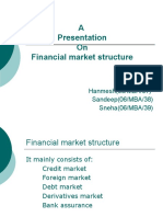 A Presentation On Financial Market Structure: Presented By: Hanmesh (06/MBA/37) Sandeep (06/MBA/38) Sneha (06/MBA/39)