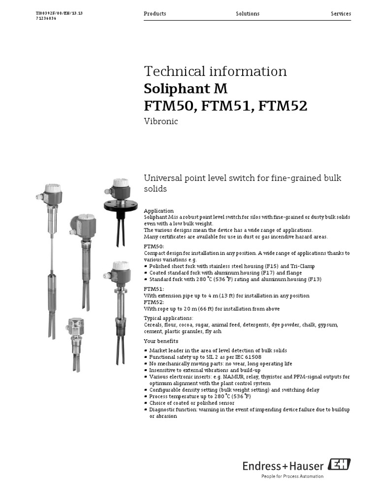 Soliphant M FTM50/51/52 Overview | PDF | Relay | Power Supply