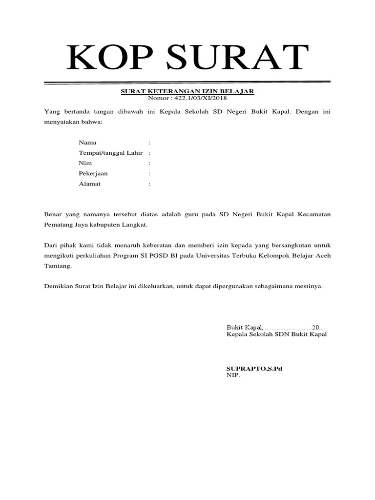 KOP SURAT Keterangan Izin Belajar-1