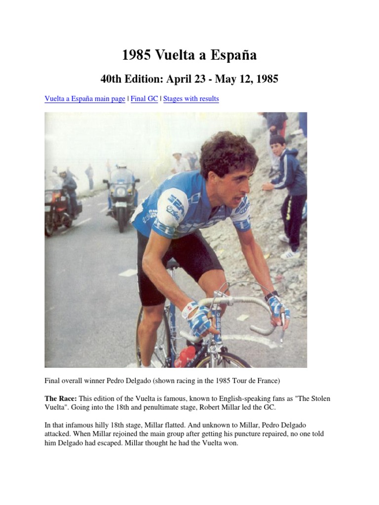 1985 Vuelta A España PDF Uci World Tour Uci World Tour Races