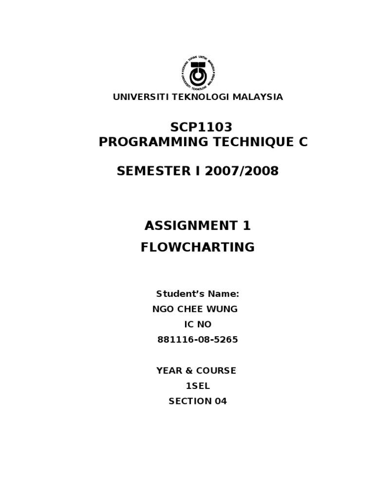 SCP1103 Programming Technique C SEMESTER I 2007/2008: Universiti ...