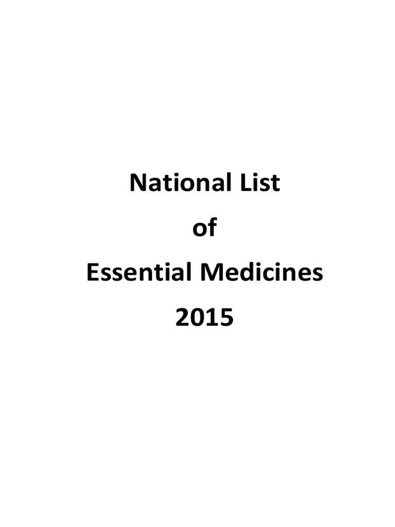 National List of Essential Medicines (NLEM) 2015 PDF Tablet