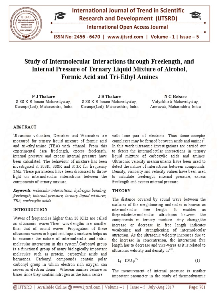 Intermolecular Interactions in Ternary Liquid Mixtures | PDF ...