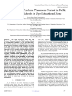 Class Size and Teachers Classroom Control in Public Secondary Schools in Uyo Educational Zone