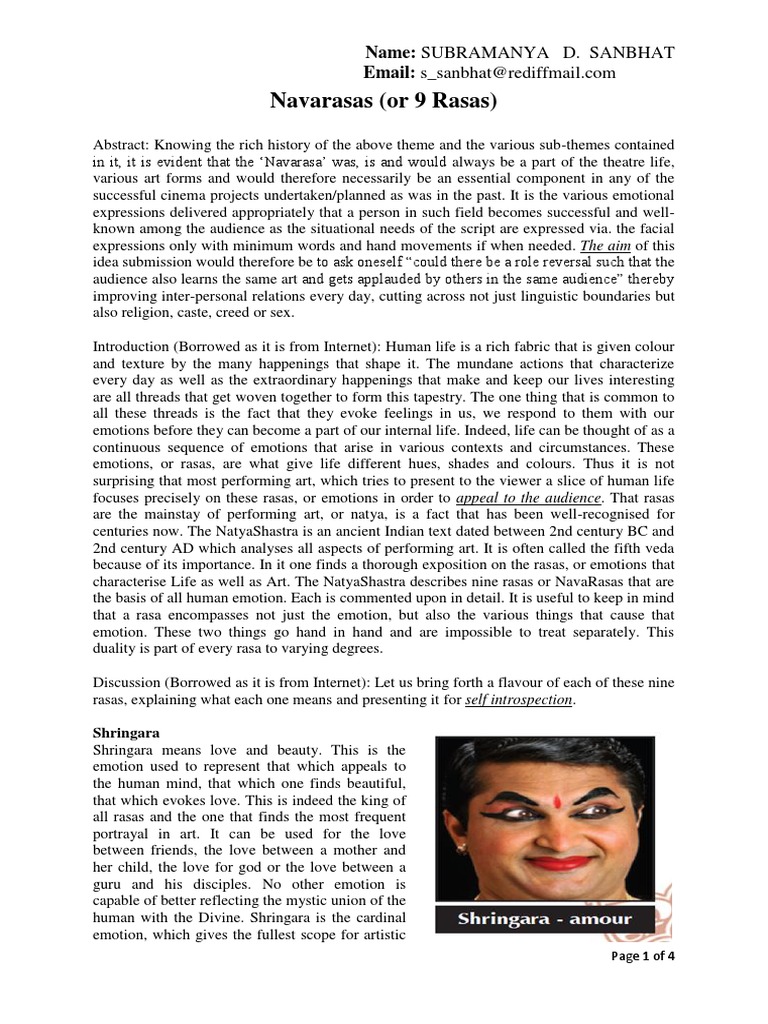 Understanding Navarasas in Art | PDF | Love | Emotions