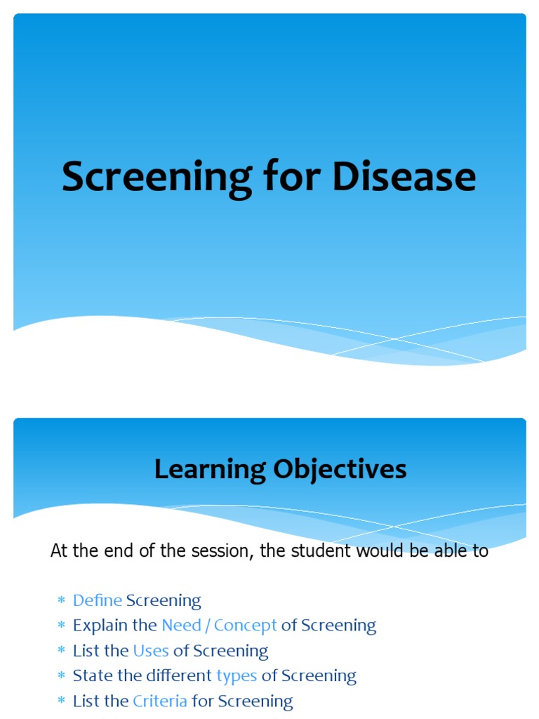 Screening 2010 | PDF | Sensitivity And Specificity | Screening (Medicine)