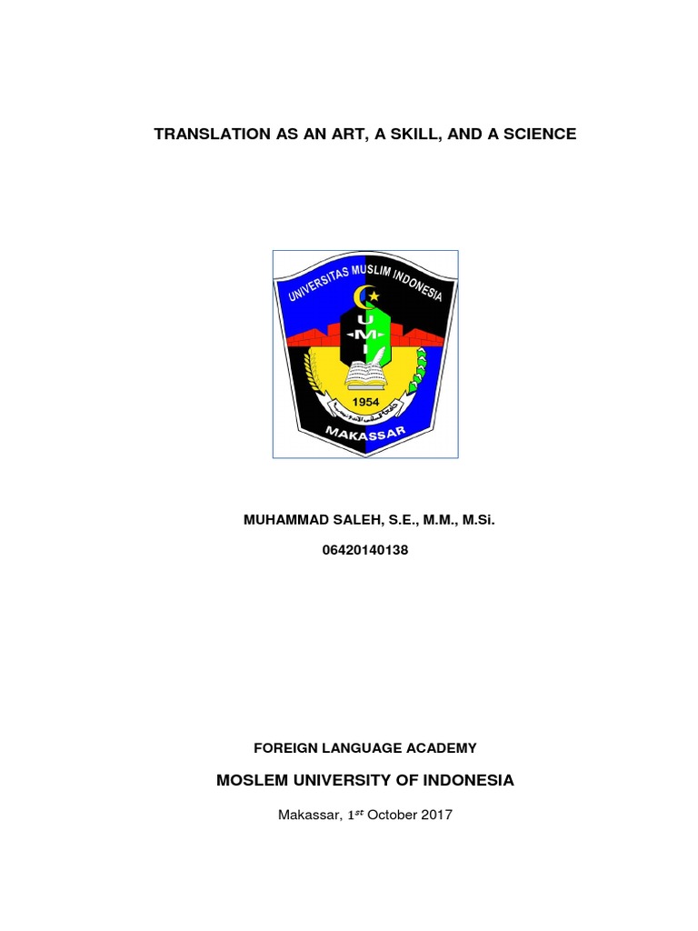 Translation: Art, Skill, and Science | PDF | Translations | Science