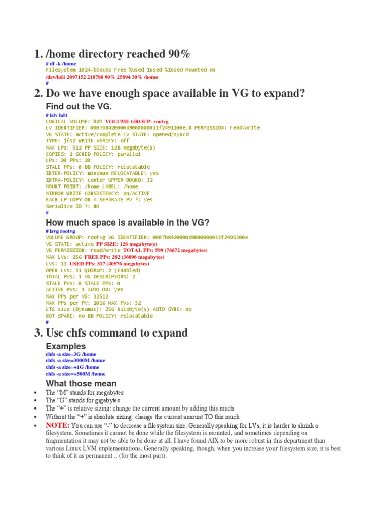 AIX Increase Disk Space PDF File System Computer Data Storage