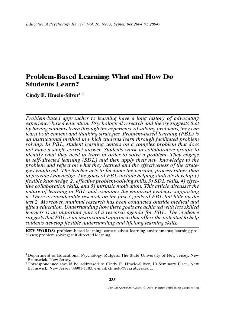 Problem-Based Learning Overview | PDF | Project Based Learning ...