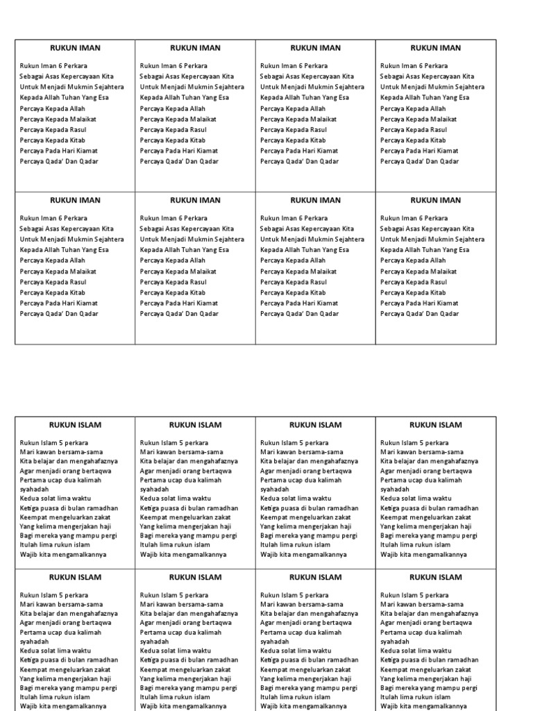 Lagu Nasyid Rukun Iman Islam | PDF