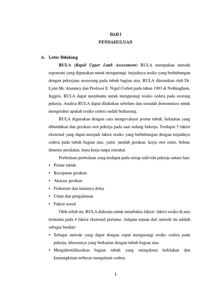 Perbandingan Metode RULA dan REBA | PDF