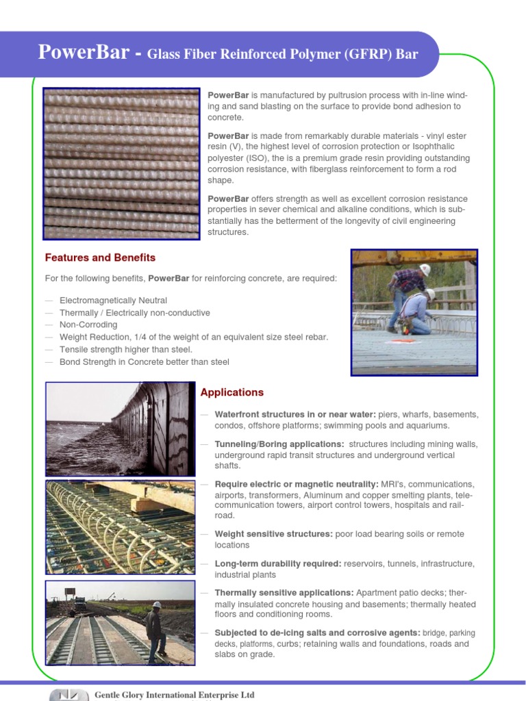 Glass Fiber Reinforced Polymer (GFRP) Bar Properties, Applications