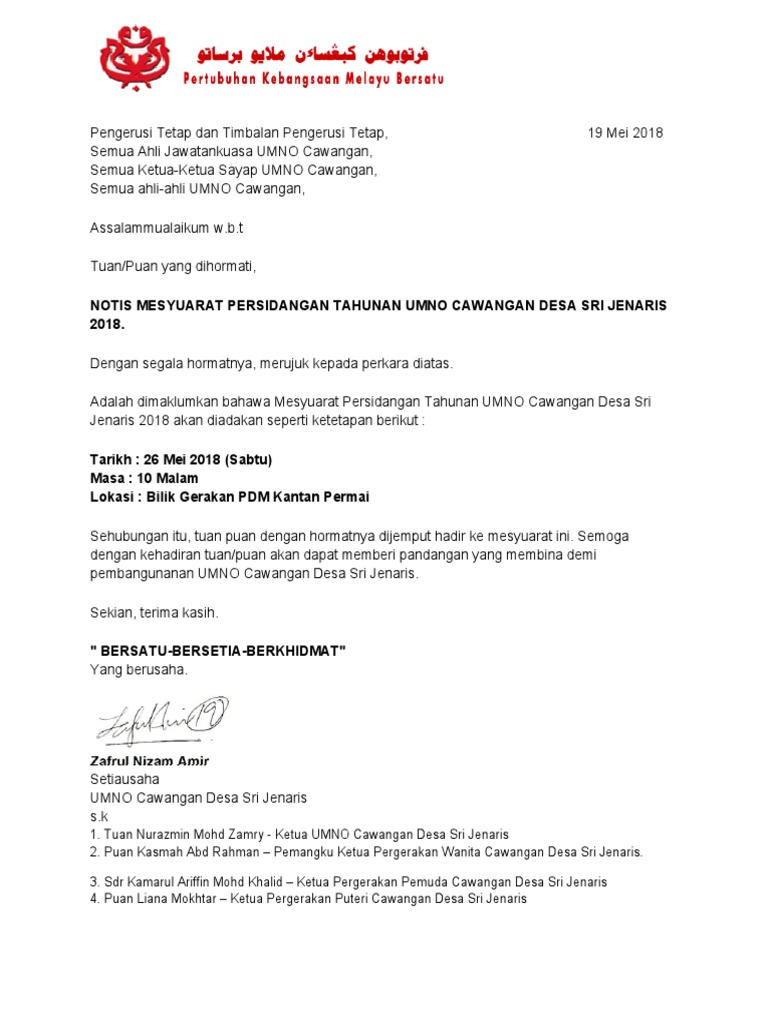 Notis Persidangan Mesyuarat Pdf