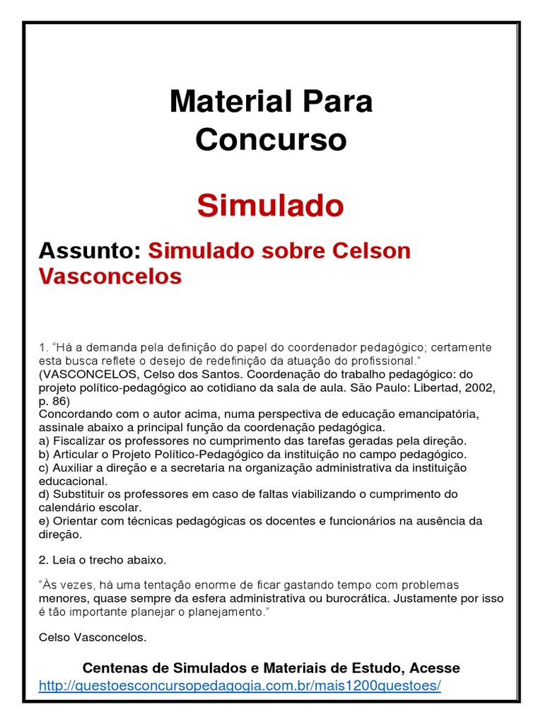 Simulado Celson Vasconcelos | PDF | Pedagogia | Realidade