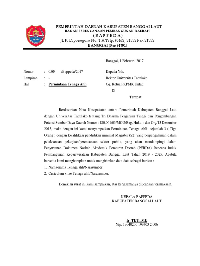 Surat Kesediaan Menjadi Tenaga Ahli | PDF