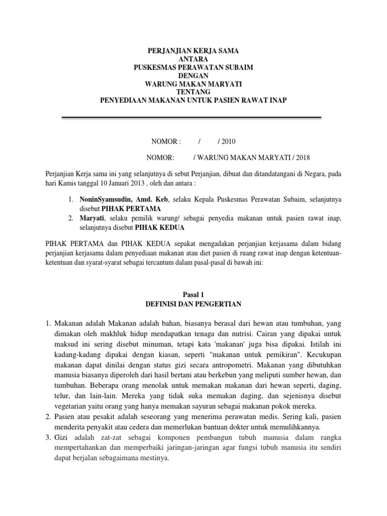 Mou Kerjasam Dengan Rumah Makan