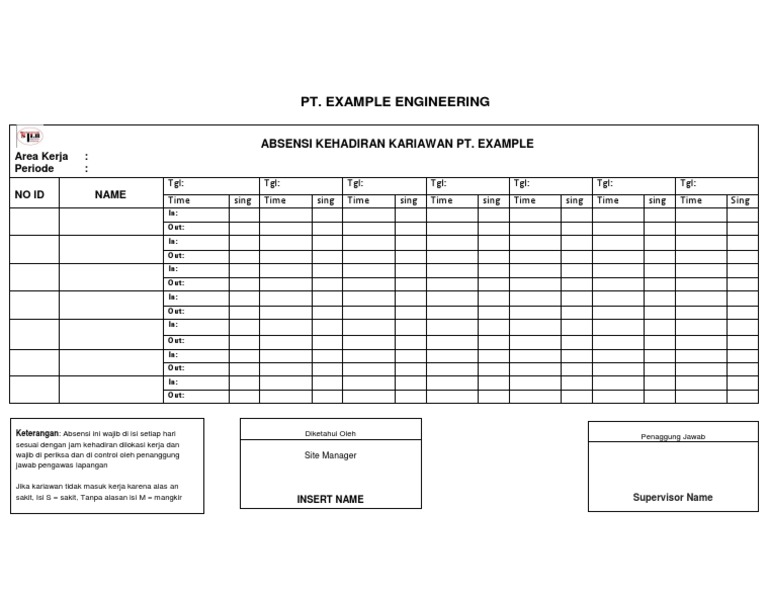 Contoh Absensi Karyawan