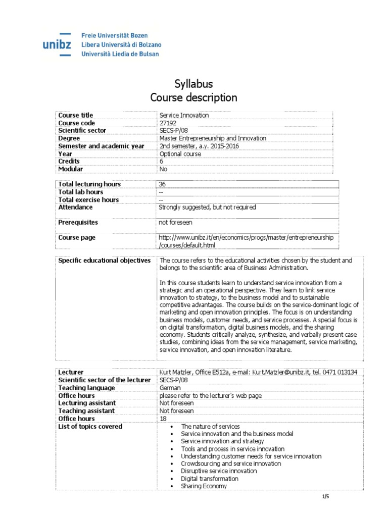 Syllabus Course Description | PDF | Cognition | Innovation