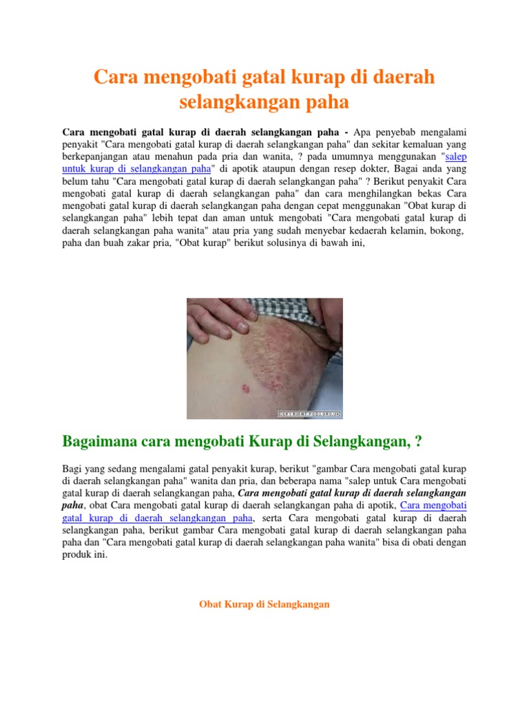 Cara Mengobati Gatal Kurap Di Daerah Selangkangan Paha Pdf