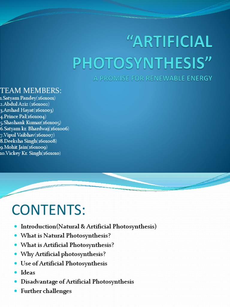 Artificial Photosynthesis Final 1 Ppt1 PDF Photosynthesis Redox