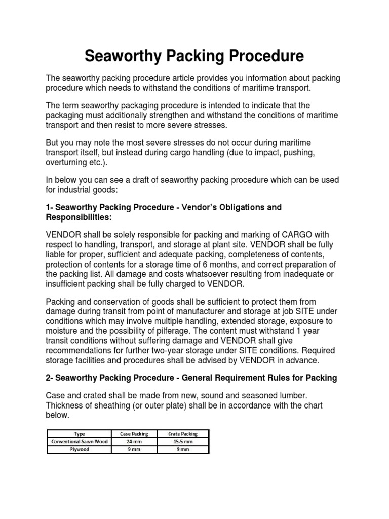 Seaworthy Packing Procedure Packaging And Labeling Structural Steel