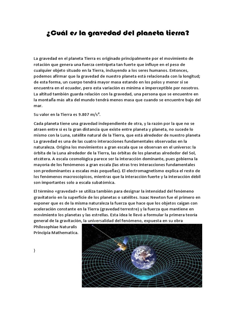 Cuál Es La Gravedad Del Tierra Gravedad Ingravidez