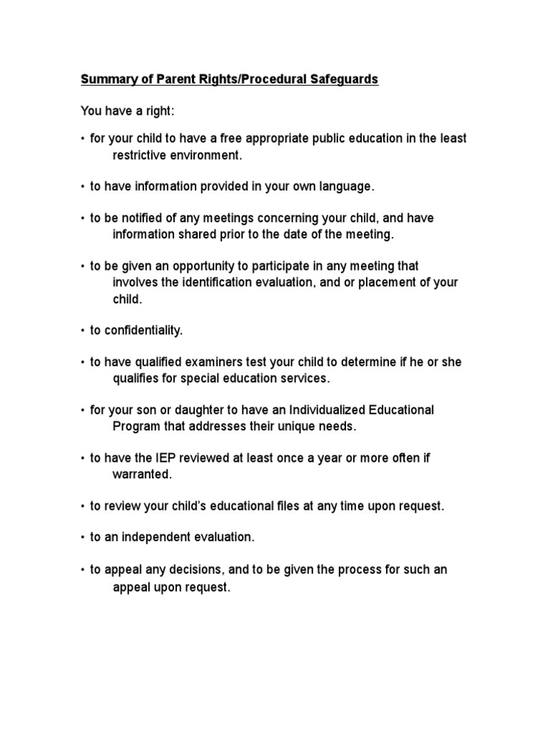 Parent Rights in Special Education | PDF