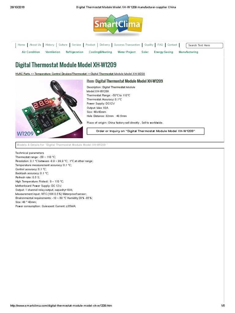 Digital Thermostat Module Model XH-W1209 Manufacturer-Supplier China ...